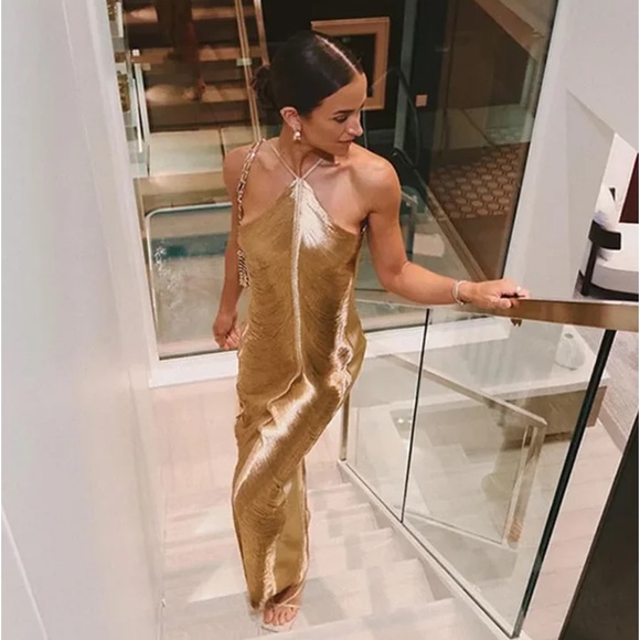 Sexy Hanging Neck Metallic Short Dress - Picture 5 of 5